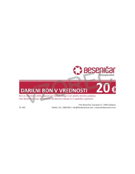 Darilni bon v vrednosti 20 EUR