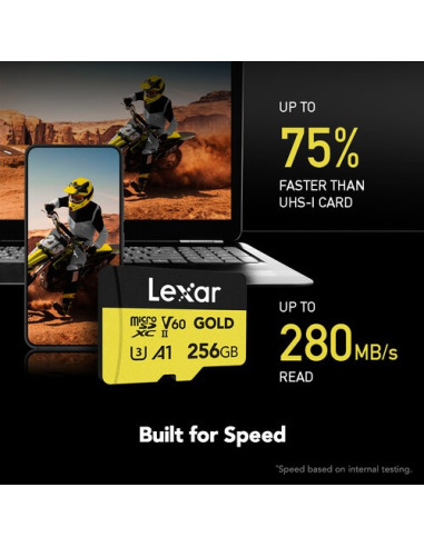 Lexar microSDXC 256GB UHS-II V60 (R:280/W:180MB/s) Gold