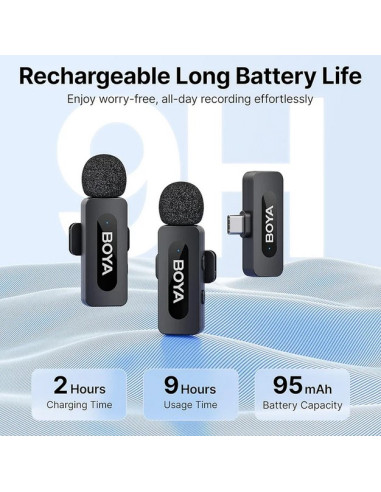 Boya USB-C brezžični mikrofon BY-V20 V2.0 (2TX, 1RX)