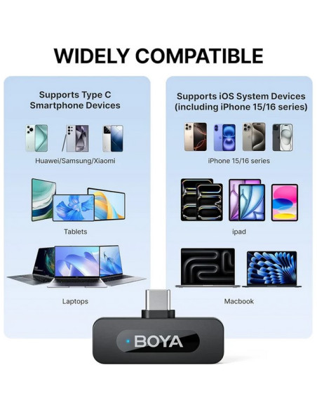 Boya USB-C brezžični mikrofon BY-V20 V2.0 (2TX, 1RX)
