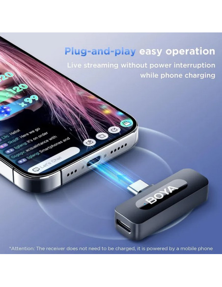Boya USB-C brezžični mikrofon BY-V20 V2.0 (2TX, 1RX)