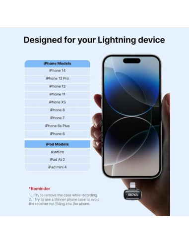 Boya Mini 2-03 brezžični mikrofonski set Lightning (2TX, 1RX)