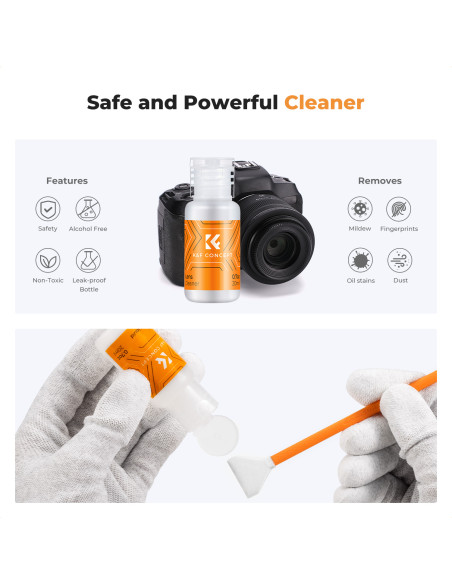 K&F Concept FullFrame čistilne palčke (10 kom) + 20 ml tekočine za čiščenje