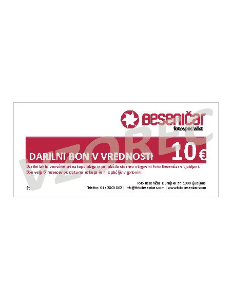 Darilni bon v vrednosti 10 EUR